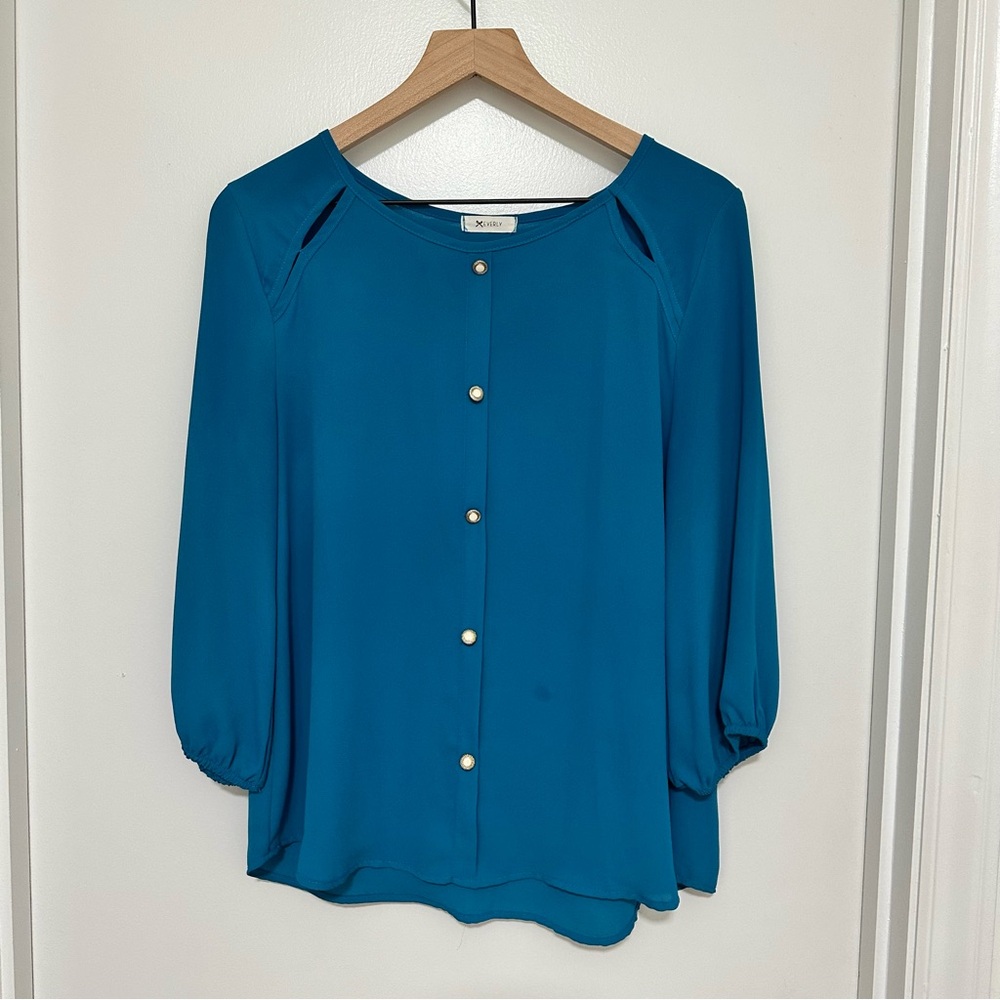 EVERLY | Teal Button-Up Blouse, Size L‎
